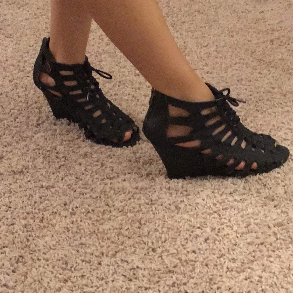 justfab laceup wedges